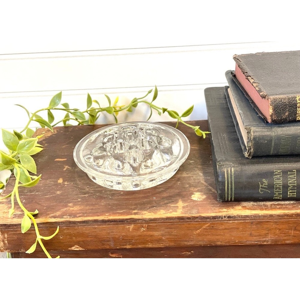 Glass flower frog-11 hole vintage flower frog- home decor